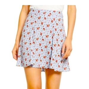 Reformation Flounce Floral Skirt New Mini baby Blue Floral size 12